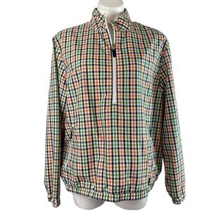Liz Claiborne Lizgolf Pullover Half Quarter Zip Windbreaker Jacket Plaid Large